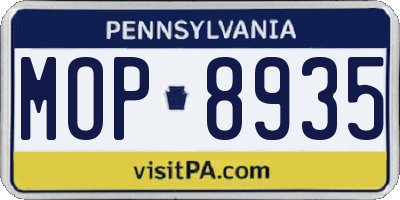 PA license plate MOP8935