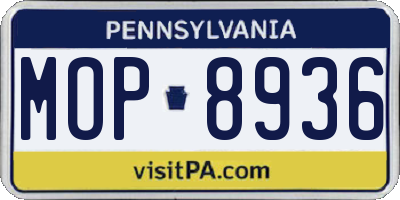PA license plate MOP8936
