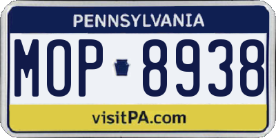 PA license plate MOP8938