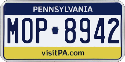 PA license plate MOP8942