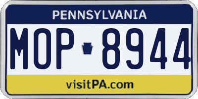 PA license plate MOP8944