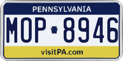 PA license plate MOP8946