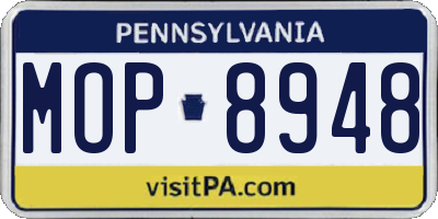 PA license plate MOP8948