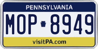 PA license plate MOP8949