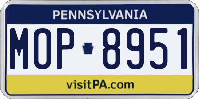 PA license plate MOP8951