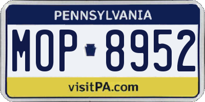 PA license plate MOP8952