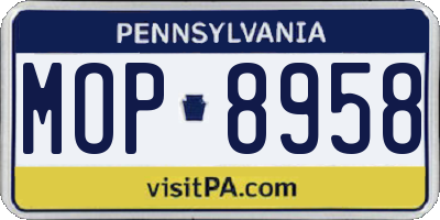 PA license plate MOP8958