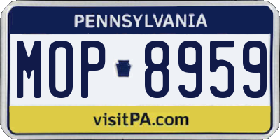 PA license plate MOP8959