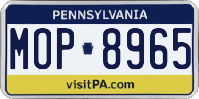 PA license plate MOP8965