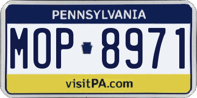 PA license plate MOP8971