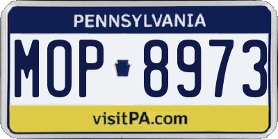 PA license plate MOP8973