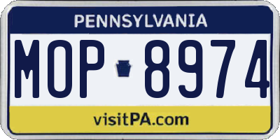 PA license plate MOP8974