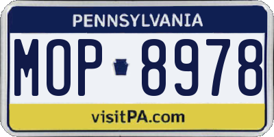 PA license plate MOP8978