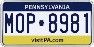 PA license plate MOP8981