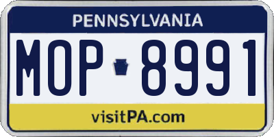PA license plate MOP8991