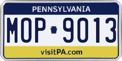 PA license plate MOP9013