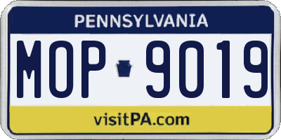 PA license plate MOP9019