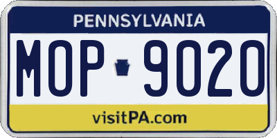 PA license plate MOP9020