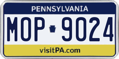 PA license plate MOP9024