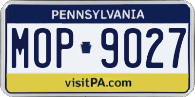 PA license plate MOP9027