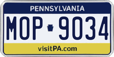 PA license plate MOP9034