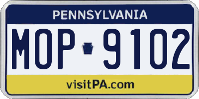 PA license plate MOP9102