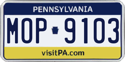 PA license plate MOP9103