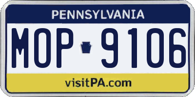 PA license plate MOP9106