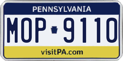 PA license plate MOP9110