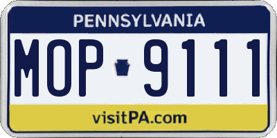 PA license plate MOP9111