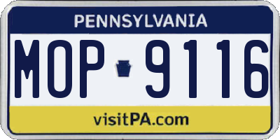 PA license plate MOP9116