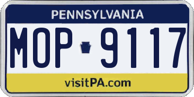 PA license plate MOP9117