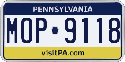 PA license plate MOP9118