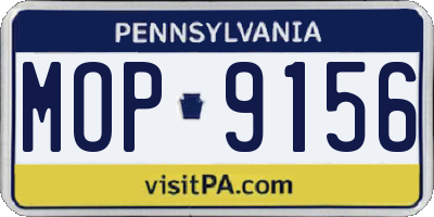 PA license plate MOP9156
