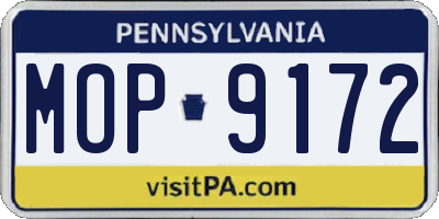 PA license plate MOP9172