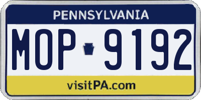 PA license plate MOP9192