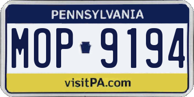 PA license plate MOP9194