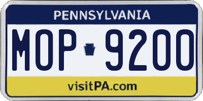 PA license plate MOP9200