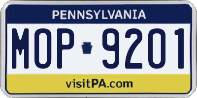 PA license plate MOP9201
