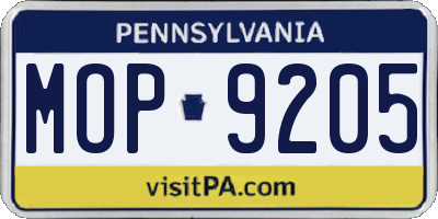 PA license plate MOP9205