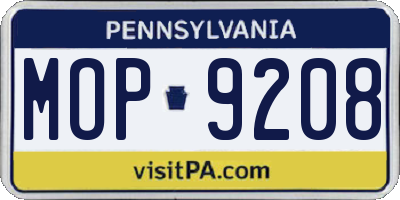 PA license plate MOP9208