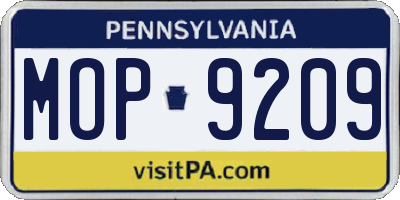 PA license plate MOP9209