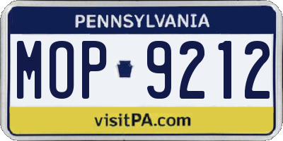 PA license plate MOP9212