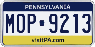 PA license plate MOP9213