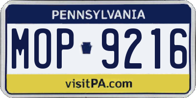 PA license plate MOP9216