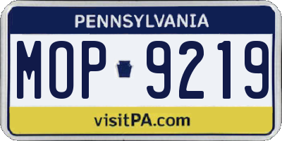 PA license plate MOP9219