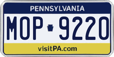 PA license plate MOP9220