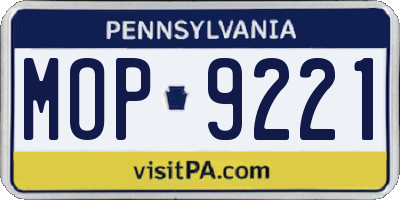 PA license plate MOP9221