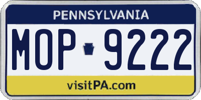 PA license plate MOP9222
