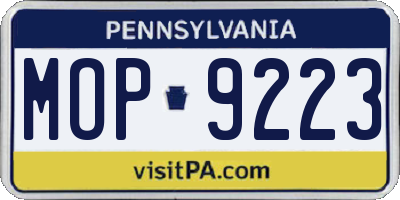 PA license plate MOP9223
